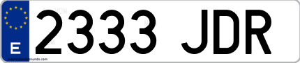 Ejemplo de matrícula de coche ordinaria 2333 JDR