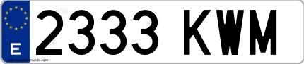 Ejemplo de matrícula española 2333 KWM