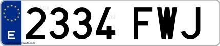 Ejemplo de matrícula española 2334 FWJ