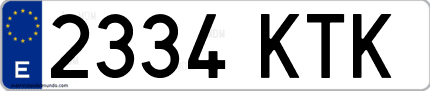 Ejemplo de matrícula de coche ordinaria 2334 KTK