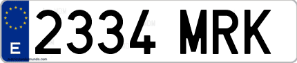 Ejemplo de matrícula de coche ordinaria 2334 MRK
