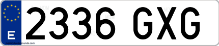 Ejemplo de matrícula de coche ordinaria 2336 GXG