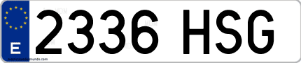 Ejemplo de matrícula de coche ordinaria 2336 HSG