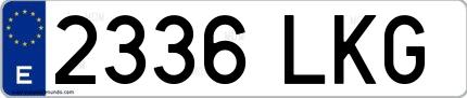 Ejemplo de matrícula española 2336 LKG