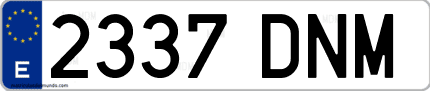 Ejemplo de matrícula de coche ordinaria 2337 DNM