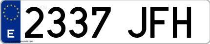 Ejemplo de matrícula española 2337 JFH