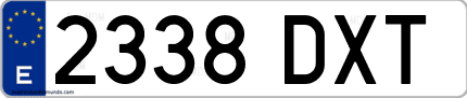 Ejemplo de matrícula de coche ordinaria 2338 DXT