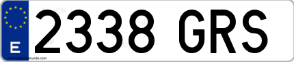 Ejemplo de matrícula de coche ordinaria 2338 GRS