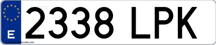 Ejemplo de matrícula de coche ordinaria 2338 LPK
