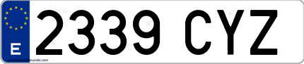 Ejemplo de matrícula de coche ordinaria 2339 CYZ