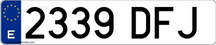 Ejemplo de matrícula española 2339 DFJ