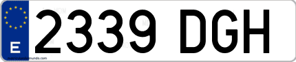 Ejemplo de matrícula de coche ordinaria 2339 DGH