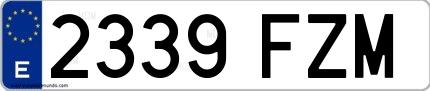 Ejemplo de matrícula española 2339 FZM
