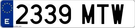 Ejemplo de matrícula española 2339 MTW