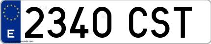 Ejemplo de matrícula española 2340 CST