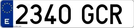 Ejemplo de matrícula española 2340 GCR