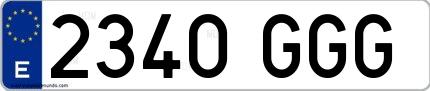 Ejemplo de matrícula española 2340 GGG