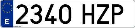 Ejemplo de matrícula española 2340 HZP