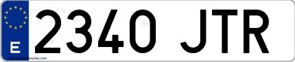 Ejemplo de matrícula española 2340 JTR