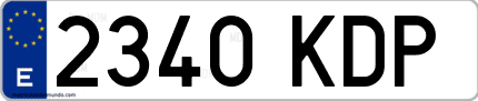 Ejemplo de matrícula de coche ordinaria 2340 KDP