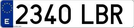 Ejemplo de matrícula española 2340 LBR
