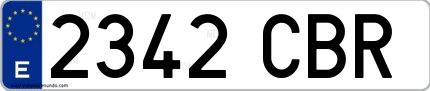 Ejemplo de matrícula española 2342 CBR