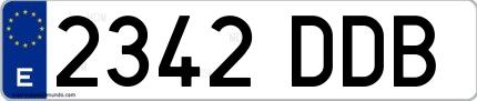 Ejemplo de matrícula española 2342 DDB
