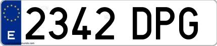 Ejemplo de matrícula española 2342 DPG