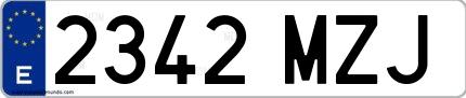 Ejemplo de matrícula española 2342 MZJ