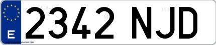 Ejemplo de matrícula española 2342 NJD