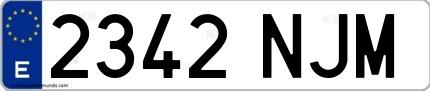 Ejemplo de matrícula española 2342 NJM