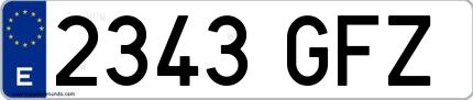 Ejemplo de matrícula española 2343 GFZ