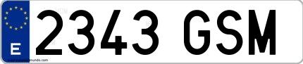 Ejemplo de matrícula española 2343 GSM