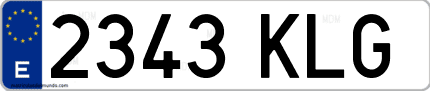 Ejemplo de matrícula de coche ordinaria 2343 KLG