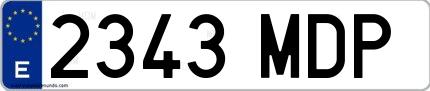 Ejemplo de matrícula española 2343 MDP