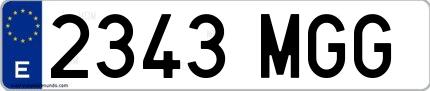 Ejemplo de matrícula española 2343 MGG