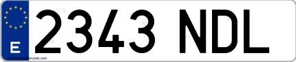 Ejemplo de matrícula española 2343 NDL