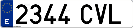 Ejemplo de matrícula de coche ordinaria 2344 CVL