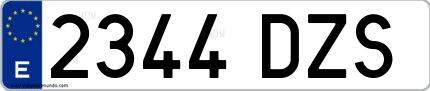 Ejemplo de matrícula española 2344 DZS