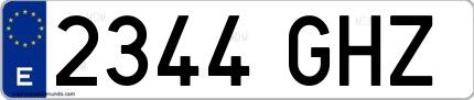 Ejemplo de matrícula española 2344 GHZ