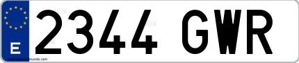 Ejemplo de matrícula española 2344 GWR