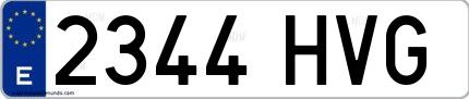 Ejemplo de matrícula española 2344 HVG