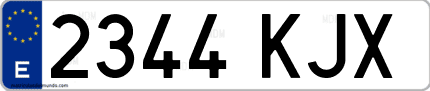 Ejemplo de matrícula de coche ordinaria 2344 KJX