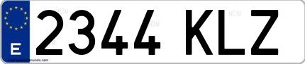 Ejemplo de matrícula española 2344 KLZ