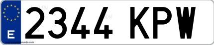 Ejemplo de matrícula española 2344 KPW