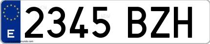 Ejemplo de matrícula española 2345 BZH