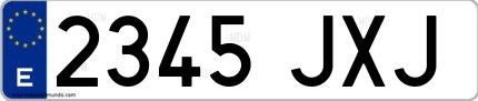 Ejemplo de matrícula española 2345 JXJ