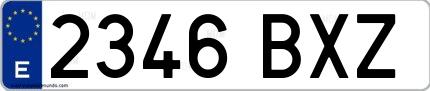 Ejemplo de matrícula española 2346 BXZ