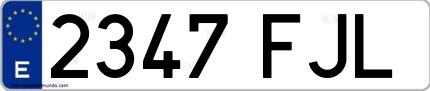 Ejemplo de matrícula española 2347 FJL