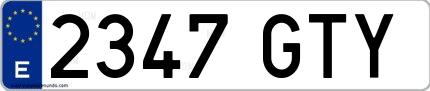 Ejemplo de matrícula española 2347 GTY